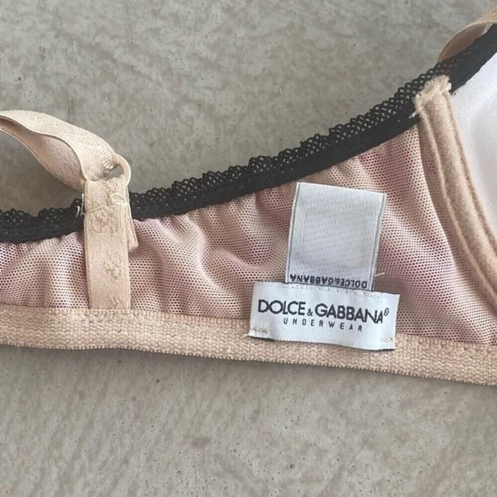 Dolce & Gabbana Vtg. 00s Y2K Pink Heart Outerwear Bra 32C rhinestone - Picture 4 of 16